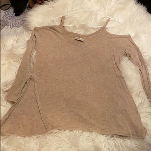 Tan long sleeve with shoulder cut out